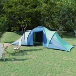Cort camping, 6 persoane, albastru și verde GartenMobel Dekor