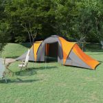 Cort camping, 6 persoane, gri și portocaliu GartenMobel Dekor