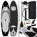 Set placă paddleboarding gonflabilă, negru, 300x76x10 cm GartenMobel Dekor