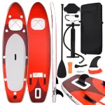 Set placă paddleboarding gonflabilă, roşu, 300x76x10 cm GartenMobel Dekor
