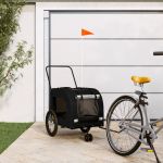 Remorcă bicicletă animale companie, negru, textil oxford/fier GartenMobel Dekor