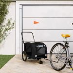 Remorcă bicicletă animale companie, negru, textil oxford/fier GartenMobel Dekor