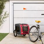 Remorcă bicicletă animale companie, roșu/gri textil oxford/fier GartenMobel Dekor