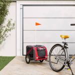 Remorcă bicicletă animale companie, roșu/gri textil oxford/fier GartenMobel Dekor