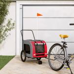 Remorcă bicicletă animale companie, roșu/gri textil oxford/fier GartenMobel Dekor