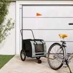 Remorcă bicicletă animale companie gri/negru textil oxford/fier GartenMobel Dekor