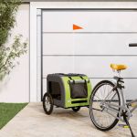 Remorcă bicicletă animale companie verde/gri textil oxford/fier GartenMobel Dekor