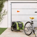 Remorcă bicicletă animale companie verde/gri textil oxford/fier GartenMobel Dekor