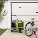 Remorcă bicicletă animale companie verde/gri textil oxford/fier GartenMobel Dekor