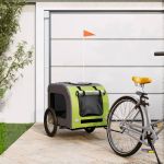 Remorcă de bicicletă pentru câini verde&gri, textil oxford&fier GartenMobel Dekor
