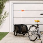 Remorcă bicicletă animale companie, negru, textil oxford/fier GartenMobel Dekor