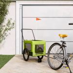 Remorcă bicicletă animale companie, verde/negru, oxford/fier GartenMobel Dekor