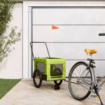 Remorcă bicicletă animale companie, verde/negru, oxford/fier GartenMobel Dekor