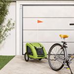 Remorcă de bicicletă animale companie, verde textil oxford/fier GartenMobel Dekor