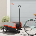 Remorcă pentru biciclete, negru și portocaliu, 45 kg, fier GartenMobel Dekor