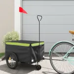 Remorcă pentru biciclete, negru și verde, 30 kg, fier GartenMobel Dekor