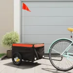 Remorcă pentru biciclete negru/portocaliu, 30 kg, fier GartenMobel Dekor