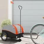 Remorcă pentru biciclete negru/portocaliu, 30 kg, fier GartenMobel Dekor