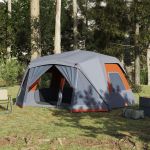 Cort de camping, 10 persoane, gri și portocaliu, 443x437x229 cm GartenMobel Dekor