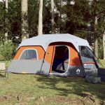 Cort de camping cu LED gri deschis și portocaliu 441x288x217 cm GartenMobel Dekor