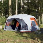 Cort de camping cu LED gri deschis și portocaliu 443x437x229 cm GartenMobel Dekor