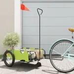 Remorcă de bicicletă, verde, textil oxford și fier GartenMobel Dekor