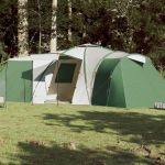 Cort camping, 12 persoane, verde, țesătură opacă, impermeabil GartenMobel Dekor