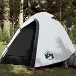 Cort camping, 2 persoane, alb, țesătură opacă, impermeabil GartenMobel Dekor