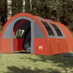 Cort camping, 4 persoane, gri/oranj, țesătură opacă impermeabil GartenMobel Dekor