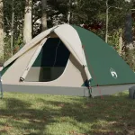 Cort camping, 6 persoane, verde, țesătură opacă, impermeabil GartenMobel Dekor
