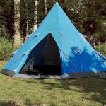 Cort camping 4 pers., albastru, impermeabil, configurare rapidă GartenMobel Dekor