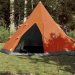 Cort de camping 4 pers., gri/oranj, impermeabil, setare rapidă GartenMobel Dekor