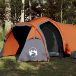Cort de camping 4 pers., gri/oranj, impermeabil, setare rapidă GartenMobel Dekor