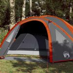 Cort de camping 4 pers., gri/oranj, impermeabil, setare rapidă GartenMobel Dekor