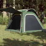 Cort de camping 4 persoane, verde, 240x221x160 cm, tafta 185T GartenMobel Dekor