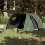 Cort de camping 4 persoane, verde, 420x260x153 cm, tafta 185T GartenMobel Dekor