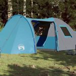 Cort de camping 6 persoane albastru, 466x342x200 cm, tafta 185T GartenMobel Dekor