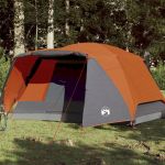 Cort camping 6 persoane gri/portocaliu 412x370x190cm tafta 190T GartenMobel Dekor