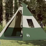 Cort de camping, 7 persoane, verde, țesătură opacă, impermeabil GartenMobel Dekor