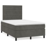 Pat box spring cu saltea, gri închis, 120x190 cm, catifea GartenMobel Dekor