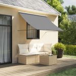 Copertină retractabilă, antracit, 250x150 cm, țesătură și oțel GartenMobel Dekor