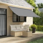 Copertină retractabilă, antracit, 300x150 cm, textil și oțel GartenMobel Dekor
