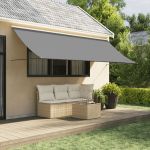 Copertină retractabilă, antracit, 400x150 cm, textil și oțel GartenMobel Dekor