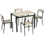 Masa pentru sufragerie/bucatarie + 4 scaune, MDF, otel, maro si negru, 100x63x76.6 cm GartenVIP DiyLine