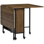 Masa pentru sufragerie/bucatarie, pe roti, extensibila, lemn si metal, maro deschis, 30-130x80x74 cm GartenVIP DiyLine