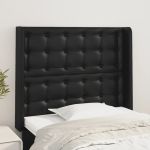 Tăblie de pat cu aripioare, negru, 83x16x118/128 cm, piele eco GartenMobel Dekor