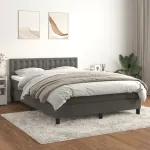Pat box spring cu saltea, gri închis, 140x200 cm, catifea GartenMobel Dekor