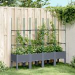 Jardinieră de grădină cu spalier, gri, 160x40x142,5 cm, PP GartenMobel Dekor