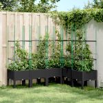 Jardinieră de grădină cu spalier, negru, 160x120x142,5 cm, PP GartenMobel Dekor