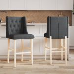 Scaune de bar, 2 buc., lemn masiv de hevea și textil GartenMobel Dekor